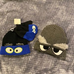 NWT 2 monster knit hats and mittens
